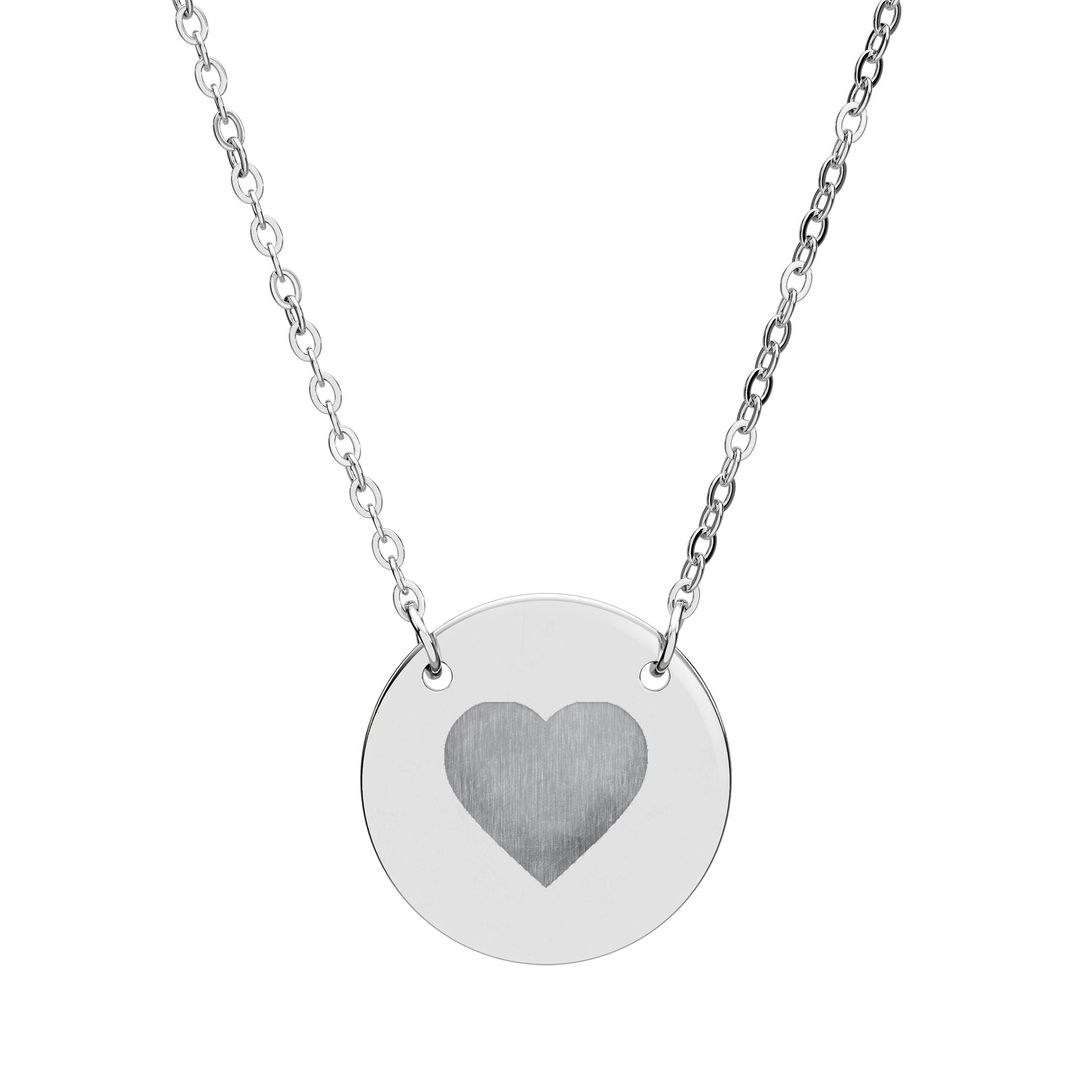 Engraved Heart Circle Necklace — Personalized Stainless Steel Pendant Gift